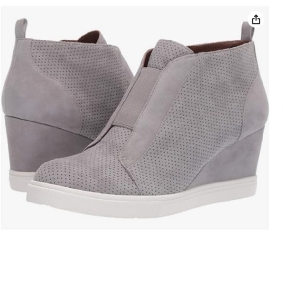 Paolo Shoes - Linea Paolo Gray Felicia Suede Wedge Sneakers-Size 12 M NWOB